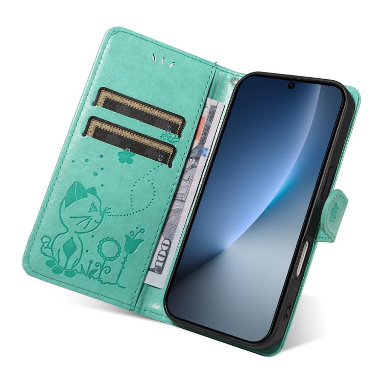 For Honor Magic8 Cat and Bee Embossed Flip Leather Phone Case