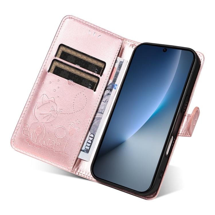 For Honor Magic8 Cat and Bee Embossed Flip Leather Phone Case