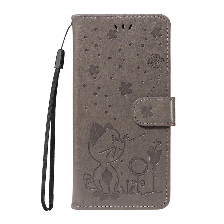 For Honor 500 Pro Global 155.8mm Cat and Bee Embossed Flip Leather Phone Case