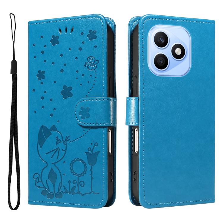 For Honor X8d 4G Cat and Bee Embossed Flip Leather Phone Case