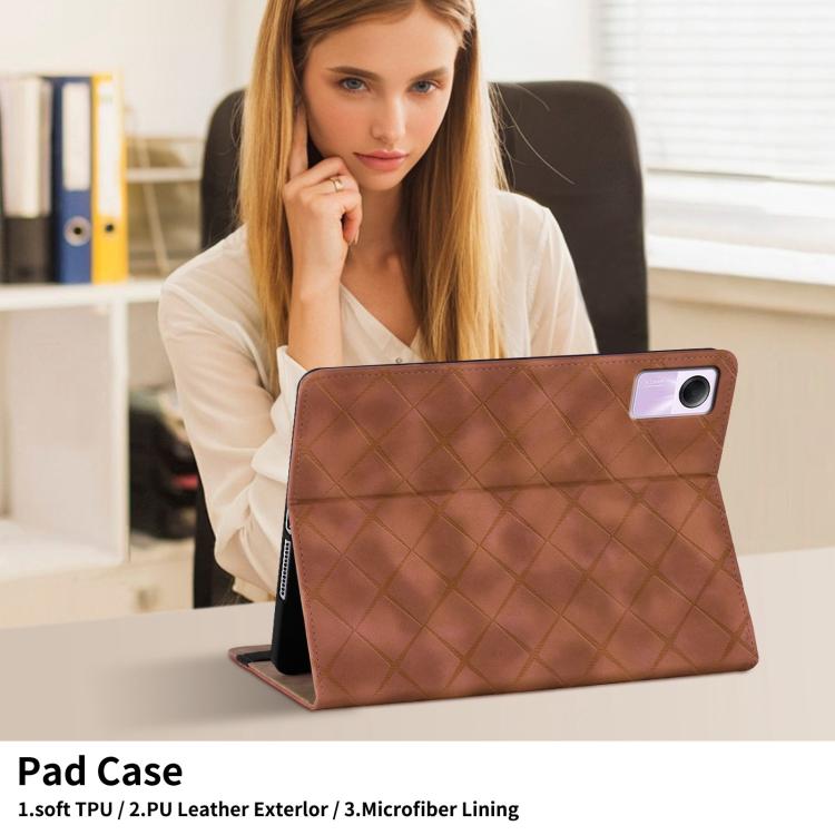 For Xiaomi Redmi Pad SE 11 2023 Rhombus Embossed Leather Smart Tablet Case