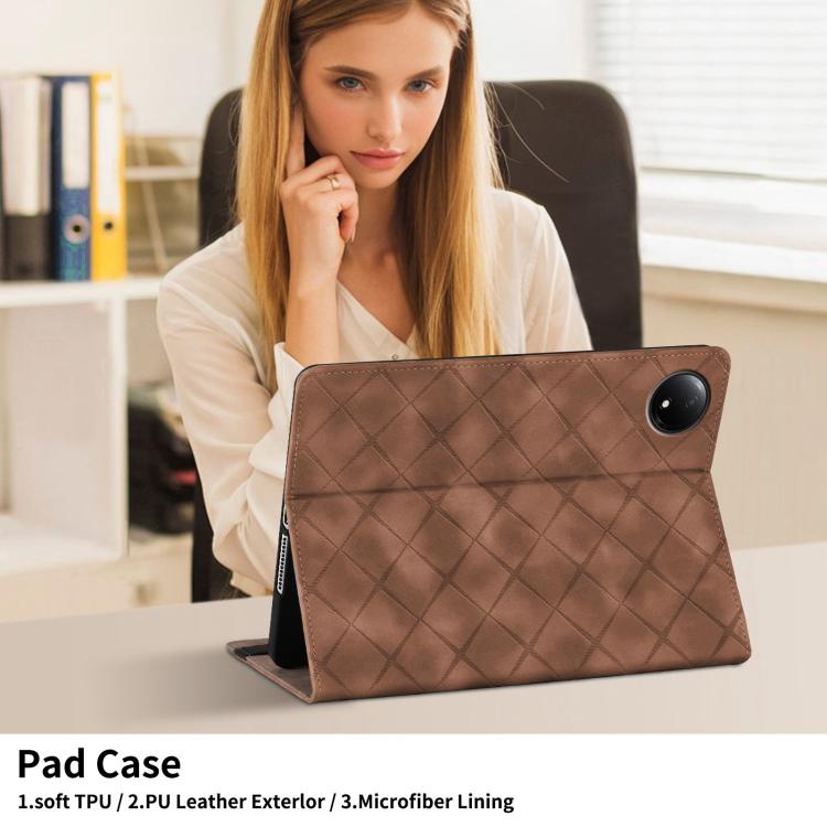 For Xiaomi Redmi Pad SE 8.7 Rhombus Embossed Leather Smart Tablet Case