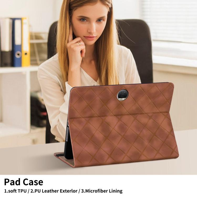 For Honor Pad 9 12.1 2023 Rhombus Embossing Leather Tablet Case