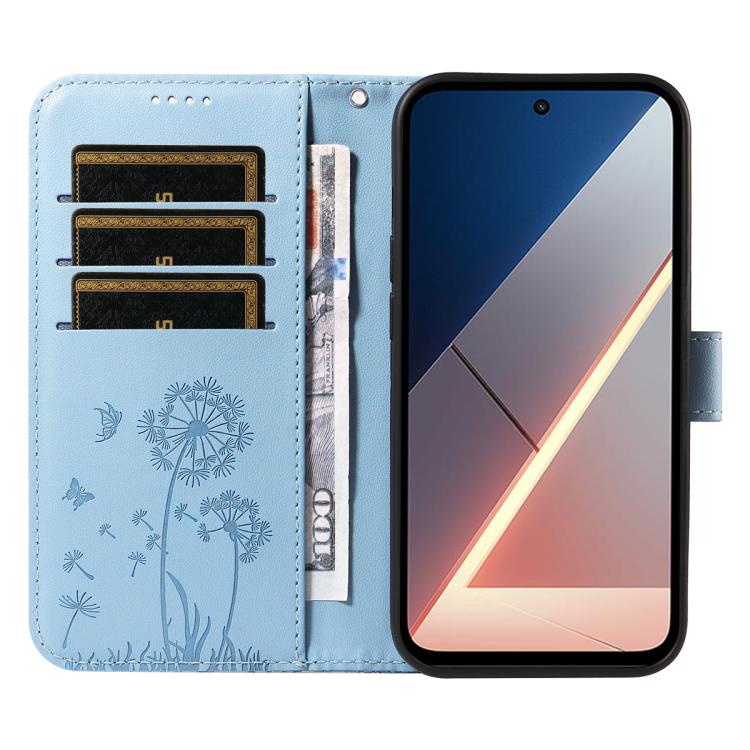 For Xiaomi Poco M7 4G 169mm Dandelion Embossed Pattern Flip Leather Phone Case