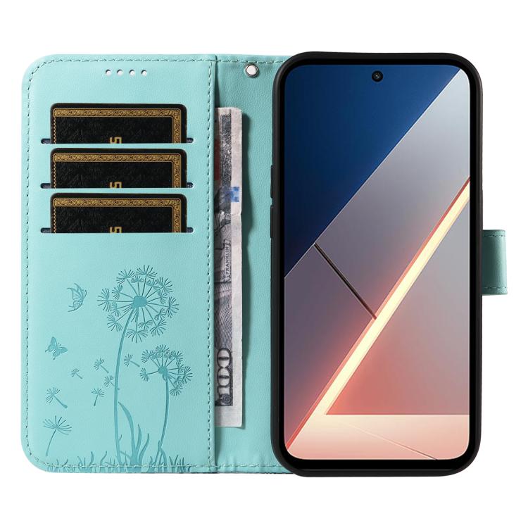 For Xiaomi Poco M7 4G 171mm Dandelion Embossed Pattern Flip Leather Phone Case