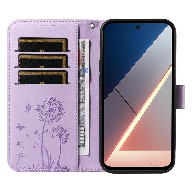For Xiaomi Poco M7 4G 171mm Dandelion Embossed Pattern Flip Leather Phone Case
