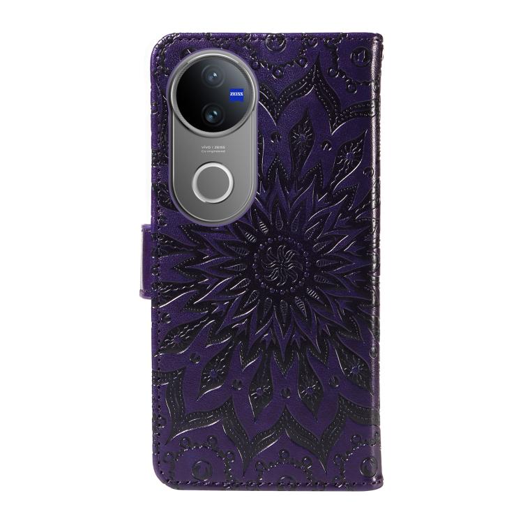 For vivo V50 5G Global Embossed Sunflower Pattern Flip Leather Phone Case