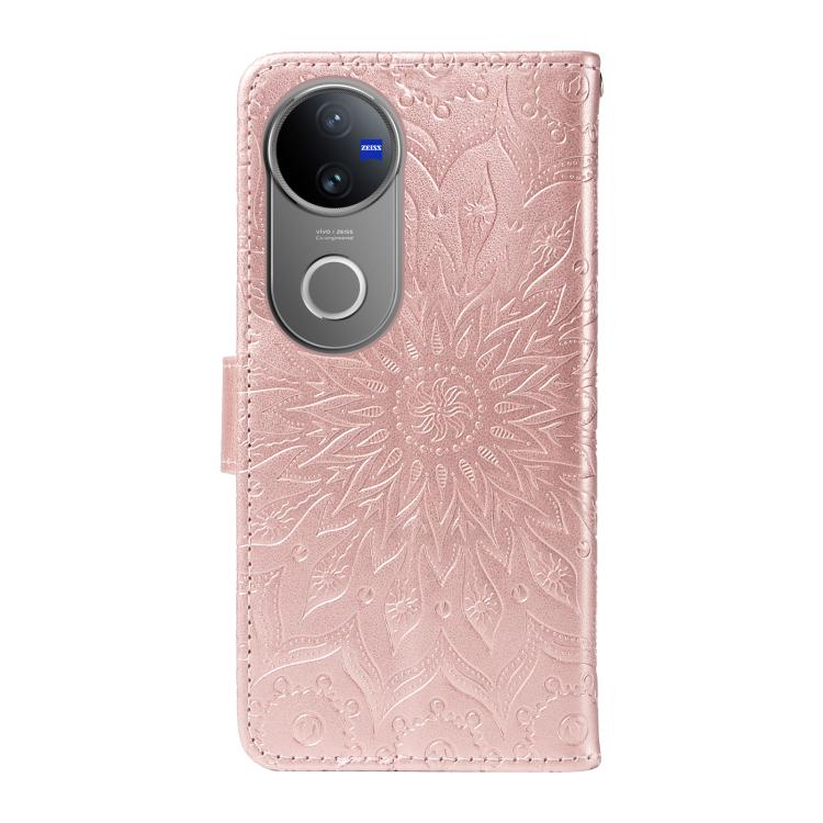 For vivo V50 5G Global Embossed Sunflower Pattern Flip Leather Phone Case