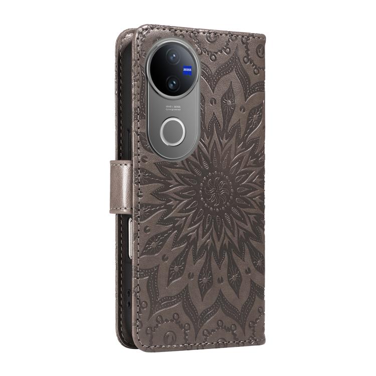 For vivo V50 5G Global Embossed Sunflower Pattern Flip Leather Phone Case