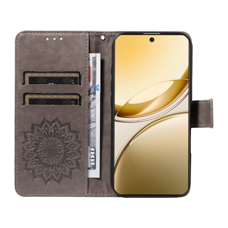 For vivo V50 5G Global Embossed Sunflower Pattern Flip Leather Phone Case