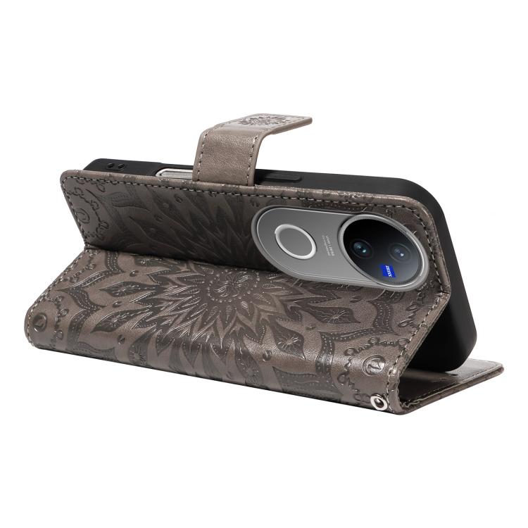 For vivo V50 5G Global Embossed Sunflower Pattern Flip Leather Phone Case