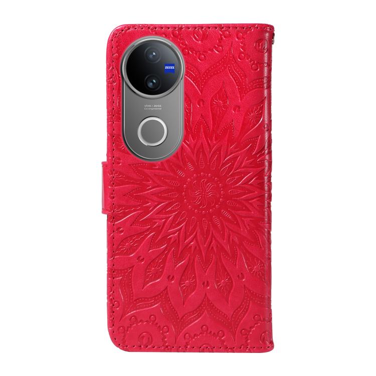 For vivo V50 5G Global Embossed Sunflower Pattern Flip Leather Phone Case