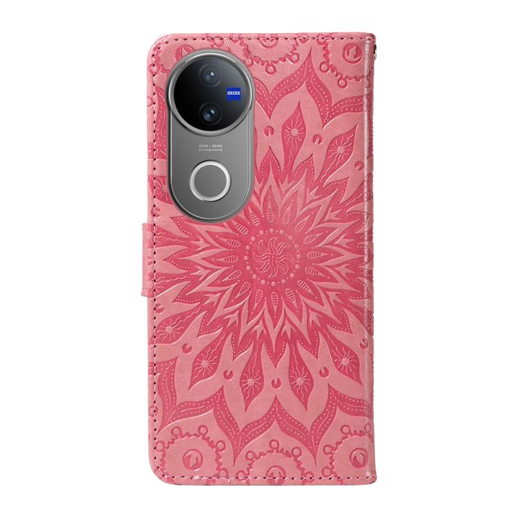 For vivo V50 5G Global Embossed Sunflower Pattern Flip Leather Phone Case