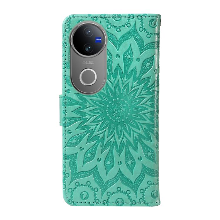 For vivo V50 5G Global Embossed Sunflower Pattern Flip Leather Phone Case