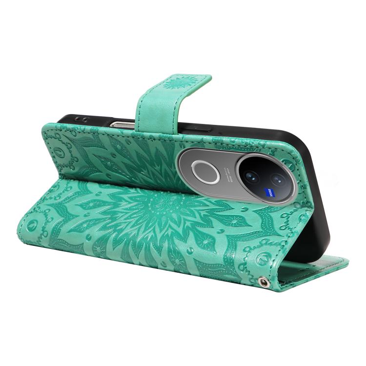 For vivo V50 5G Global Embossed Sunflower Pattern Flip Leather Phone Case