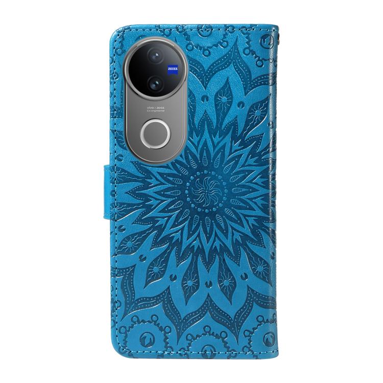 For vivo V50 5G Global Embossed Sunflower Pattern Flip Leather Phone Case
