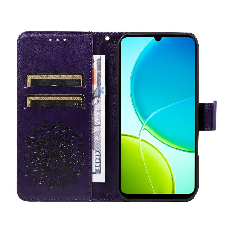 For vivo Y29S 5G / Y04 Embossed Sunflower Pattern Flip Leather Phone Case