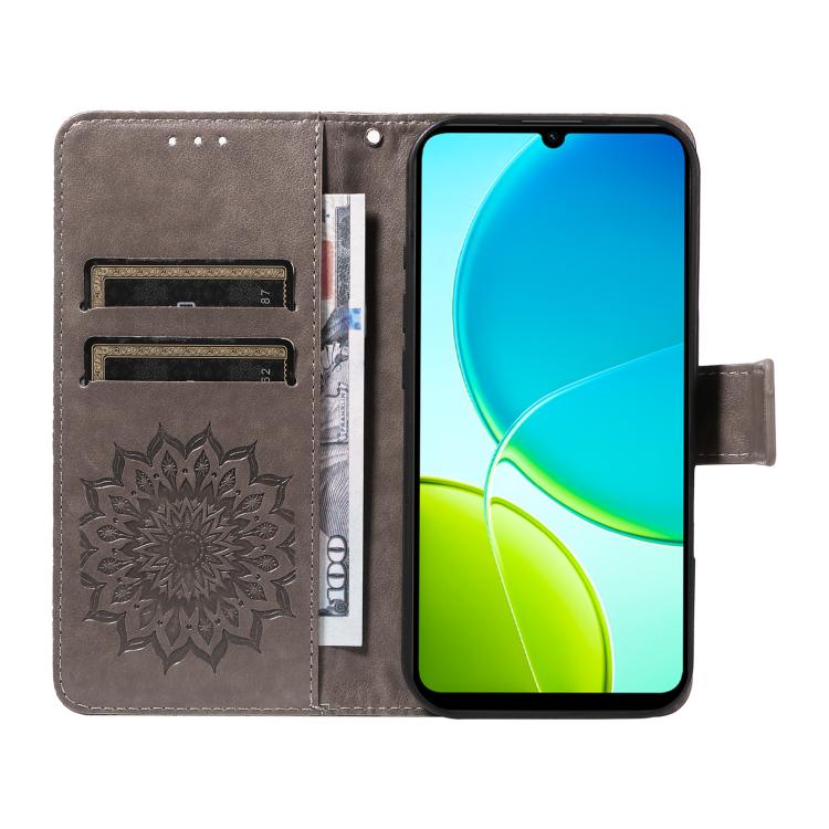 For vivo Y29S 5G / Y04 Embossed Sunflower Pattern Flip Leather Phone Case