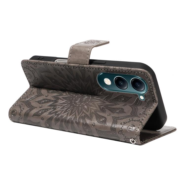 For vivo Y29S 5G / Y04 Embossed Sunflower Pattern Flip Leather Phone Case