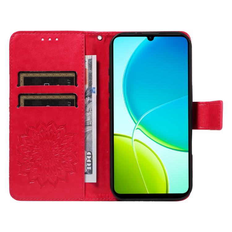 For vivo Y29S 5G / Y04 Embossed Sunflower Pattern Flip Leather Phone Case