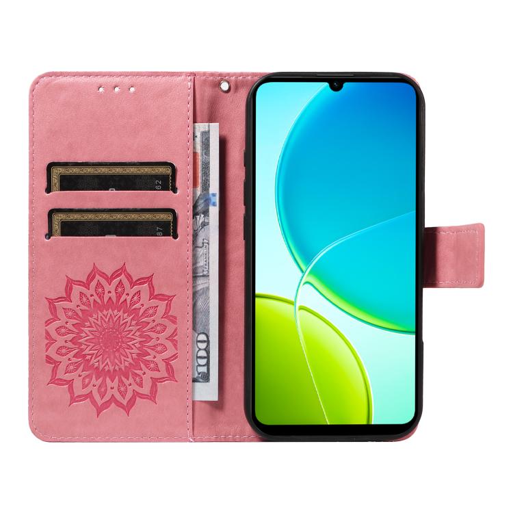 For vivo Y29S 5G / Y04 Embossed Sunflower Pattern Flip Leather Phone Case