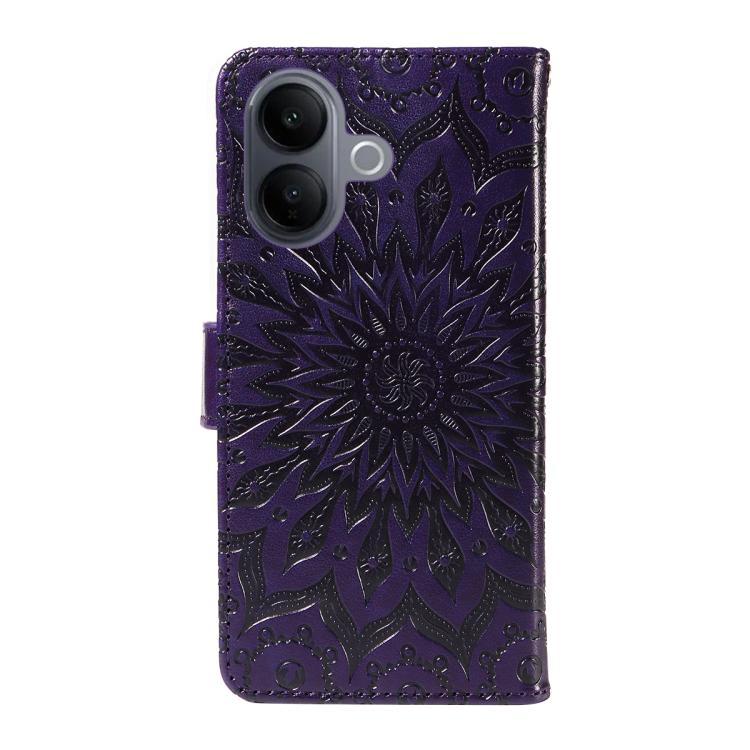 For vivo V60 Lite 4G Embossed Sunflower Pattern Flip Leather Phone Case