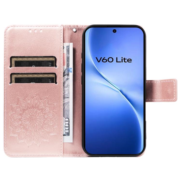 For vivo V60 Lite 4G Embossed Sunflower Pattern Flip Leather Phone Case