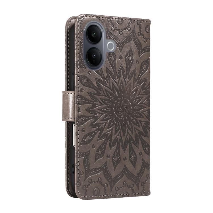 For vivo V60 Lite 4G Embossed Sunflower Pattern Flip Leather Phone Case