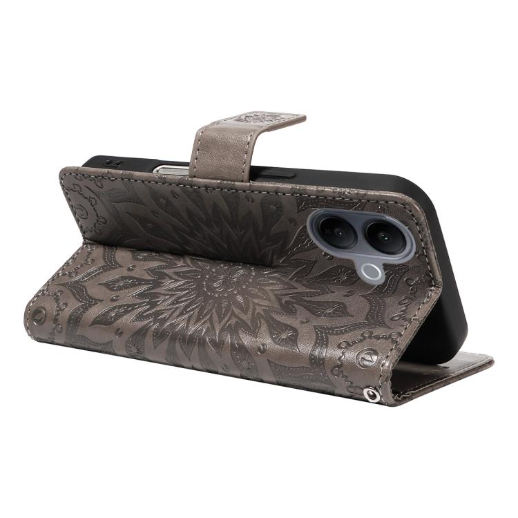 For vivo V60 Lite 4G Embossed Sunflower Pattern Flip Leather Phone Case