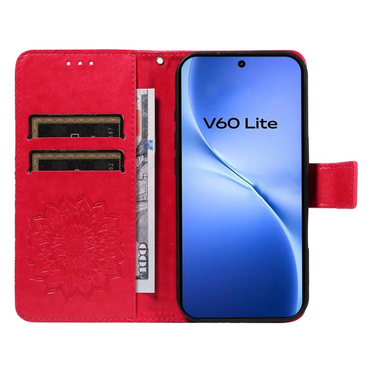 For vivo V60 Lite 4G Embossed Sunflower Pattern Flip Leather Phone Case