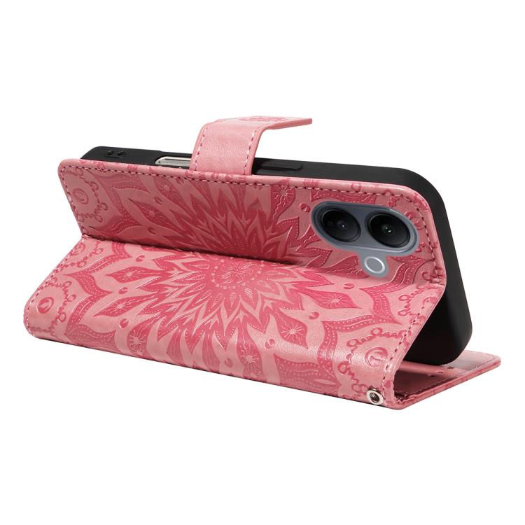 For vivo V60 Lite 4G Embossed Sunflower Pattern Flip Leather Phone Case