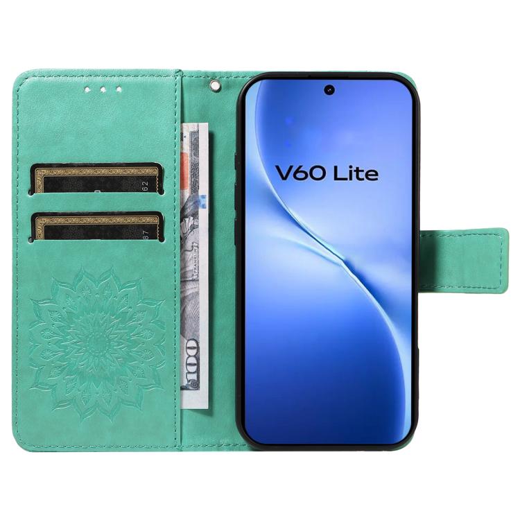 For vivo V60 Lite 4G Embossed Sunflower Pattern Flip Leather Phone Case