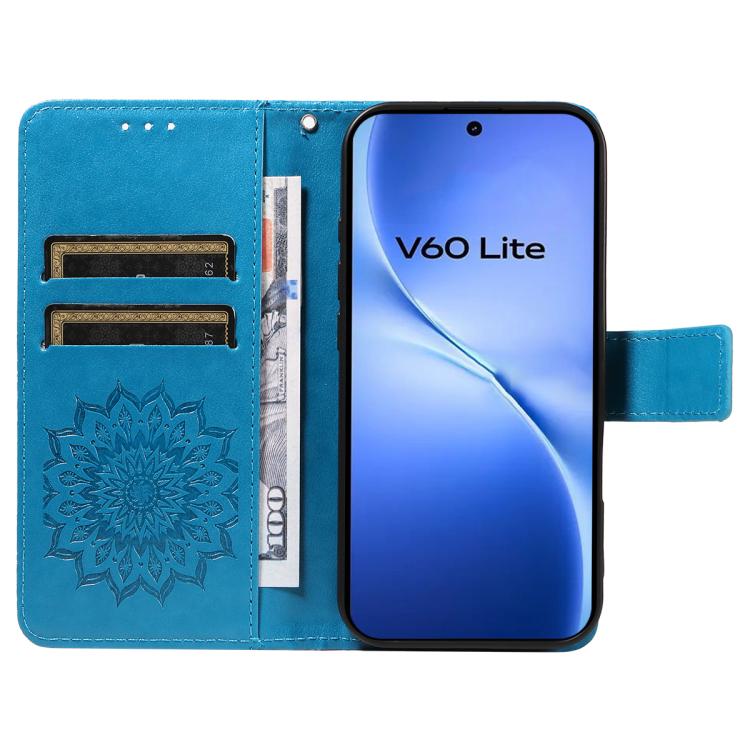 For vivo V60 Lite 4G Embossed Sunflower Pattern Flip Leather Phone Case