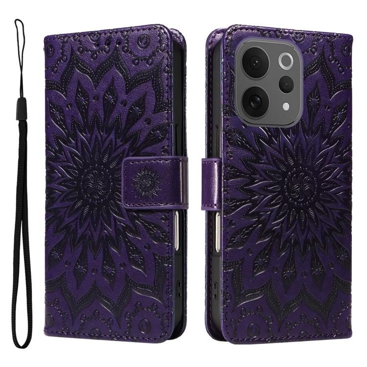 For vivo V70 5G Global / V70 Elite 5G Embossed Sunflower Pattern Flip Leather Phone Case