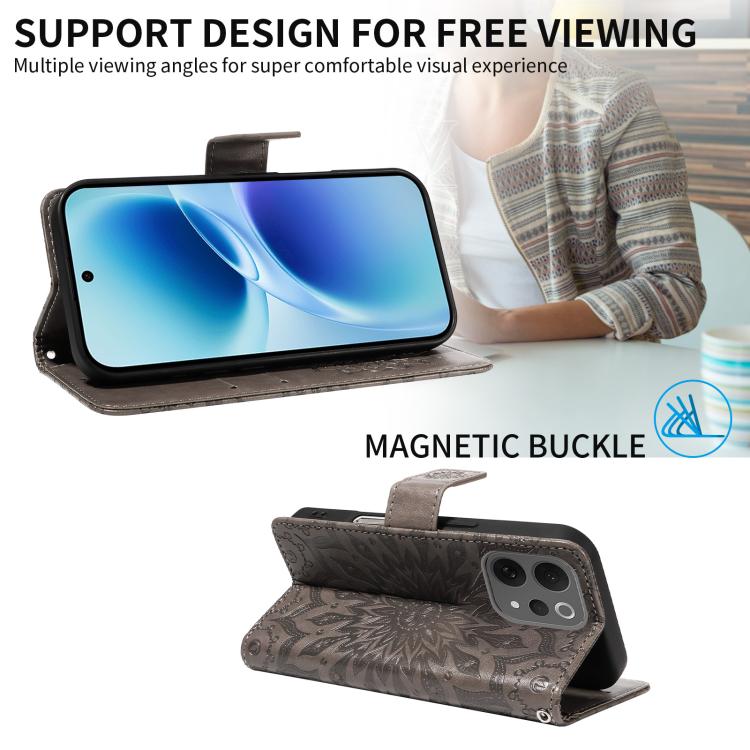 For vivo V70 5G Global / V70 Elite 5G Embossed Sunflower Pattern Flip Leather Phone Case