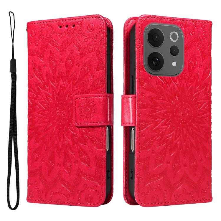 For vivo V70 5G Global / V70 Elite 5G Embossed Sunflower Pattern Flip Leather Phone Case