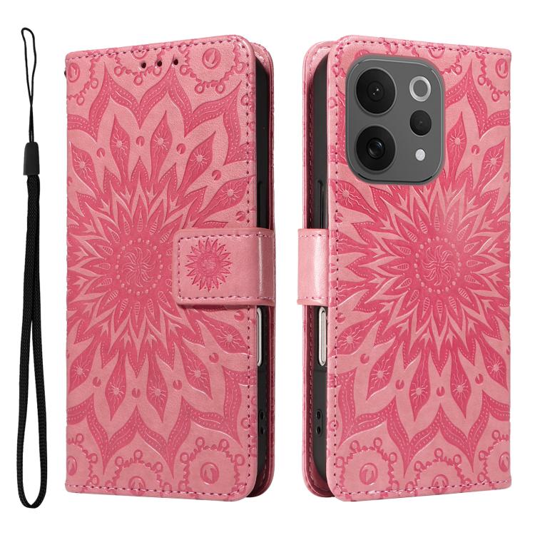For vivo V70 5G Global / V70 Elite 5G Embossed Sunflower Pattern Flip Leather Phone Case