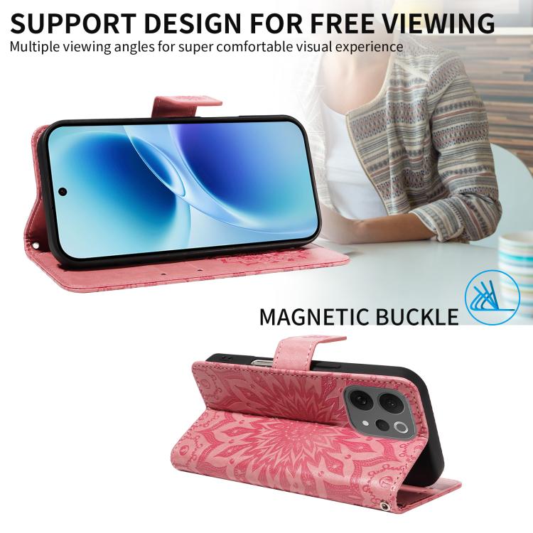 For vivo V70 5G Global / V70 Elite 5G Embossed Sunflower Pattern Flip Leather Phone Case