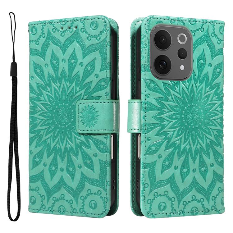 For vivo V70 5G Global / V70 Elite 5G Embossed Sunflower Pattern Flip Leather Phone Case