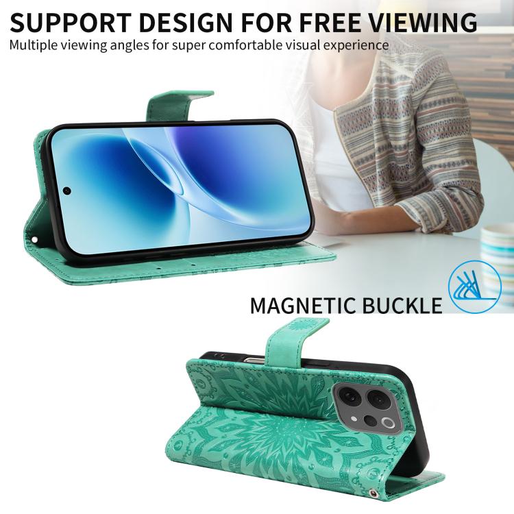 For vivo V70 5G Global / V70 Elite 5G Embossed Sunflower Pattern Flip Leather Phone Case