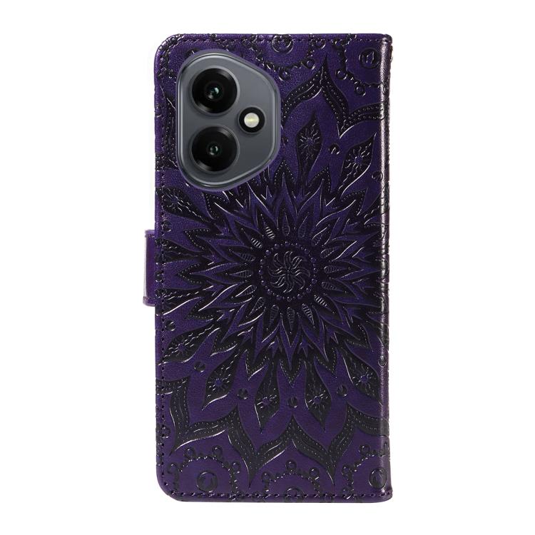 For Honor 400 Global 156.5mm Embossed Sunflower Pattern Flip Leather Phone Case