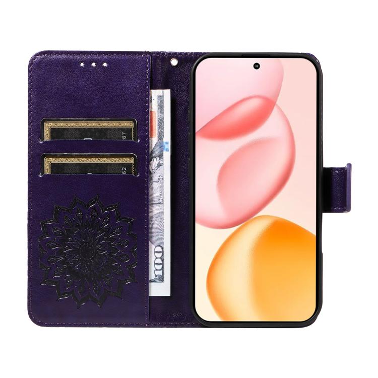 For Honor 400 Global 156.5mm Embossed Sunflower Pattern Flip Leather Phone Case