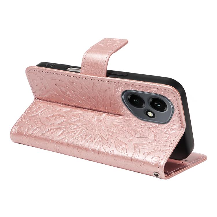 For Honor 400 Global 156.5mm Embossed Sunflower Pattern Flip Leather Phone Case
