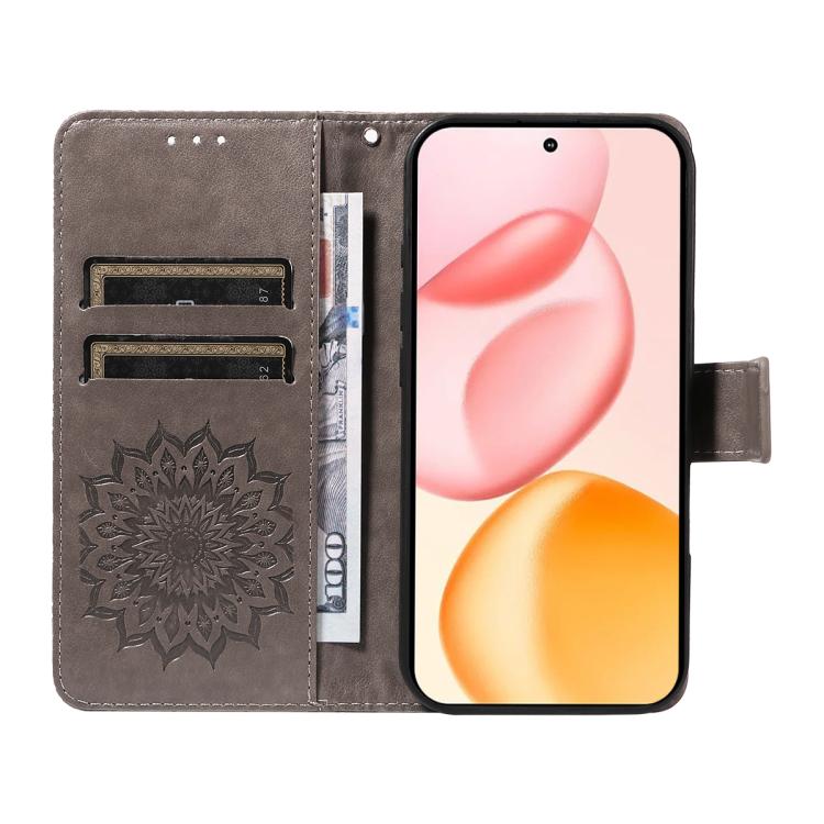 For Honor 400 Global 156.5mm Embossed Sunflower Pattern Flip Leather Phone Case