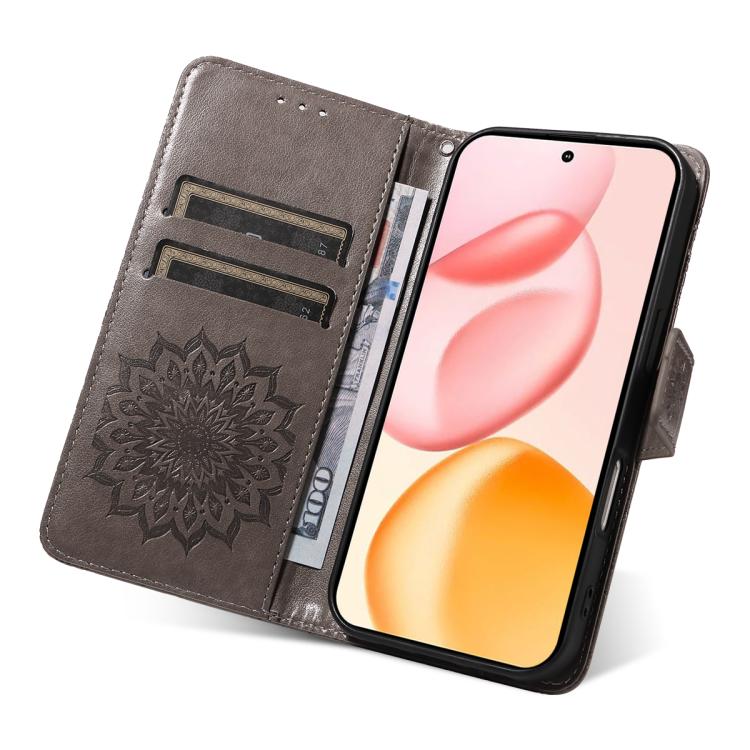 For Honor 400 Global 156.5mm Embossed Sunflower Pattern Flip Leather Phone Case