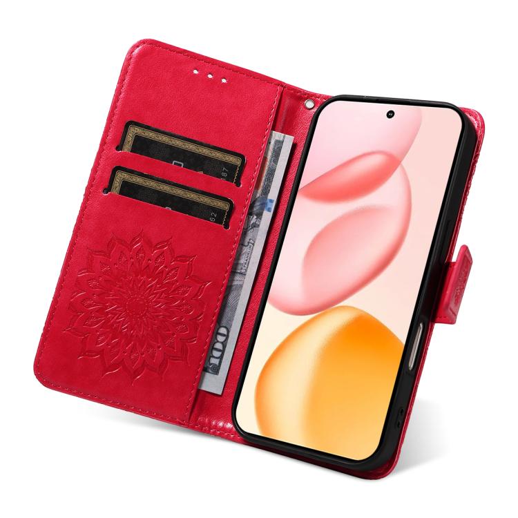 For Honor 400 Global 156.5mm Embossed Sunflower Pattern Flip Leather Phone Case