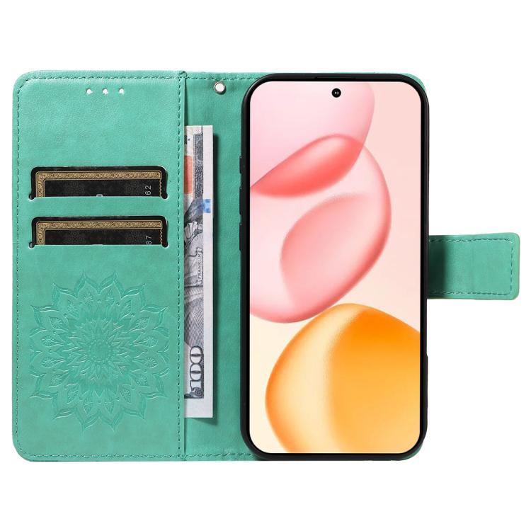 For Honor 400 Global 156.5mm Embossed Sunflower Pattern Flip Leather Phone Case