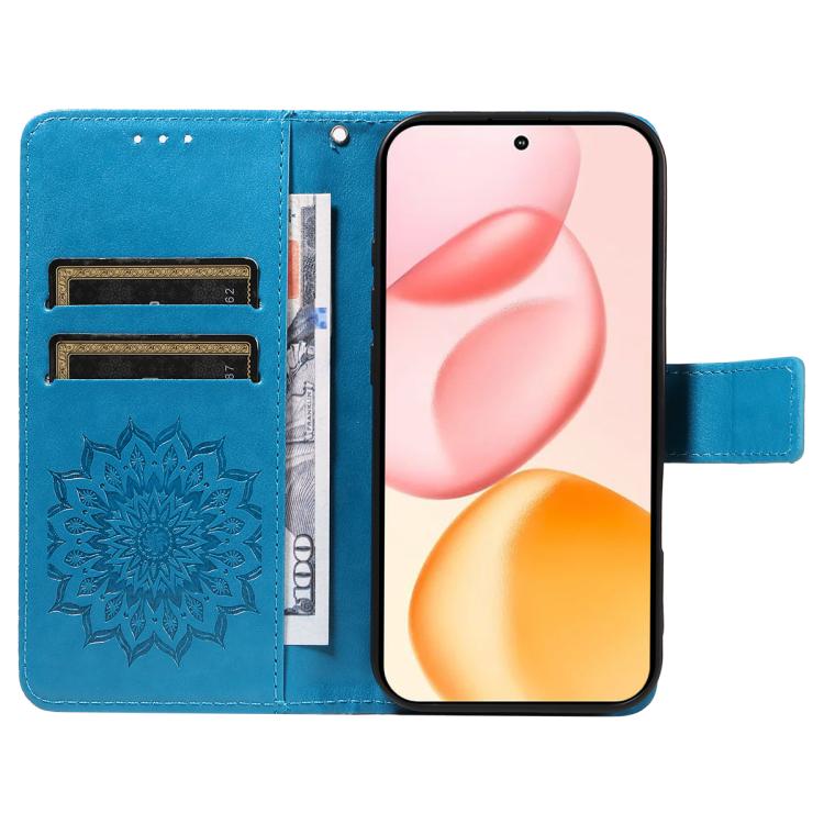 For Honor 400 Global 156.5mm Embossed Sunflower Pattern Flip Leather Phone Case