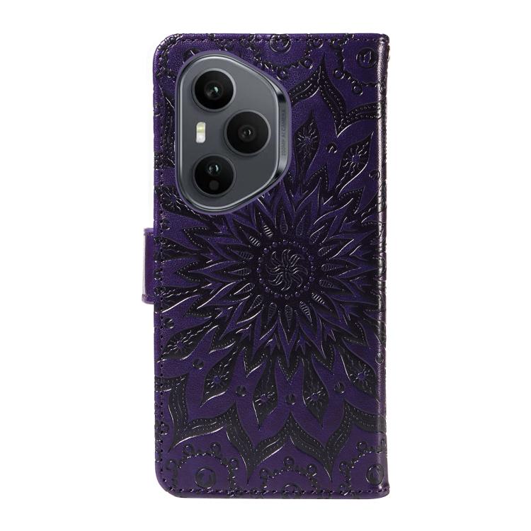 For Honor 400 Pro Global 160.8mm Embossed Sunflower Pattern Flip Leather Phone Case