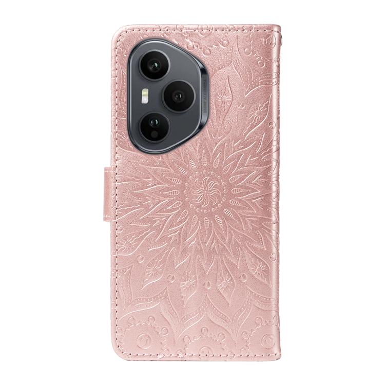 For Honor 400 Pro Global 160.8mm Embossed Sunflower Pattern Flip Leather Phone Case